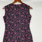 Lilly Pulitzer  Vintage Hot Pink Floral Dress Retro Rate Black Green Scallop 10 Photo 3