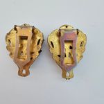 Antique Gold Tone Metal Purple Rhinestones Faux Pearl Dress Clips Photo 4