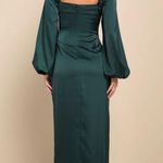 LULUS Eternal Heart Emerald Green Satin Long Sleeve Maxi Dress Size 1X Photo 1