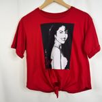 Selena Gomez Selena Quintanilla Graphic Crop Top Red Tie Front T Shirt Women's Medium Photo 5