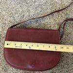 LL Bean Signature think hide leather maroon burgundy red brown structured bag Photo 8