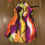 Trina Turk  Halter Wavelengths colorful tie dye sleeveless silk mini Dress 4 Photo 2