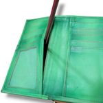 Magnifique Wallet Leather Trifold Wallet Butterfly Floral Hand Painted Wallet Green Photo 7