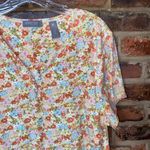 Kate Hill  Multicolored Floral Short Sleeve Henley Button Top Women's Size 2X Photo 1