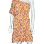 19 Cooper  Light Orange Pink Floral One Shoulder Side Cutout Dress Women’s Sz L Photo 0
