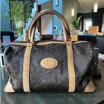 Authentic CELINE C Horse Carriage Hand Boston Bag Canvas Leather Brown Photo 0