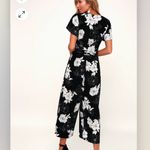 Lulus ‎ North Pacific Black White Floral Cropped Wide Leg Pockets Jumpsuit SMALL Photo 3