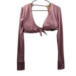 Niyama Sol Long Sleeve Knotty Bra Crop Top in Rose Petal Size L/XL Pink Size L Photo 2