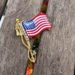 Vintage 1950’s Lucite & Rhinestone American Flag Brooch Red Photo 2
