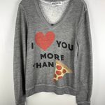 Wildfox More Than Pizza Gray V-Neck Sweatshirt Photo 2