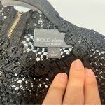Bold Elements Bold Element Lace Blouse Crochet Top Black Gold Zip Back Long Size Large Floral Photo 8