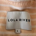 Lola River Shirt Size Large Orange White Striped Tie Front Tencel Linen Preppy Photo 2
