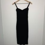 Reformation  Black Ribbed Knit MENA Ruched Bust Bodycon Stretch Midi LBD Dress Sm Photo 11
