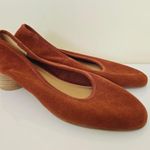 Anthropologie Soludos Juliette Pumps Stacked Heel Suede Round Toe Rust Orange 11 Photo 3