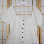 Madewell NEW  Linen-Cotton Puff-Sleeve Mini Dress, lighthouse,‎ size 6 Photo 4