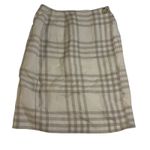 Liz Claiborne Liz Claiborne Plaid Linen Skirt Petite Collection Beige Striped Career Size 6* Photo 0