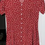 SheIn  Burgundy Floral Button Midi Dress Photo 1