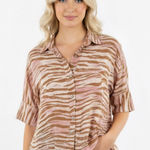 Entro  pink Zebra Print Button-Up Blouse size small oversized Photo 0