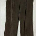 Larry Levine Brown Pinstripe Tailored Dress Pants Stretch Straight Leg Petite 12 Photo 0