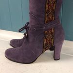 Taryn Rose  purple suede‎ brocade heeled boots women’s size 38 7.5 witchy costume Photo 2