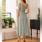 Rihoas Square Neck Floral Slit Maxi Dress Green Size M Photo 2