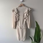 Saylor  Long Sleeve Faux Wrap Dress V-neck Ruffle Mini Sweater Knit Stretch Lined Photo 3