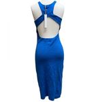 House of Harlow  1960 SLEEVELESS BLUE KNIT BODYCON OPEN BACK RACERBACK DRESS L Photo 3
