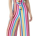 Color Me Courtney Sheree Striped Rainbow Jumpsuit White Size 2 Photo 0