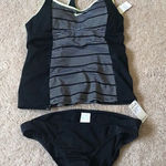 Nike NEW  Tankini 2pc Athletic Racerback Swimsuit Shelf bra‎ Womens Size S Photo 0