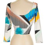 Bebe Y2K Tropical Leaf Floral Crop Performance Long Sleeve Top Size XS Photo 1