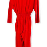 Saks 5th Avenue VTG Saks Fifth Avenue Orange Velour Long Sleeve Zip Front Collar Jumpsuit, sz. L Photo 0