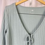 SO  Women's Large Ribbed Crop Top Cutout Tie Sage Mint Green Boho Fairy Feminine Photo 5