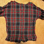 Loft Tartan Holiday Plaid Button Back Balloon 3/4 Sleeve Blouse SZ M Xmas Cabin Photo 8
