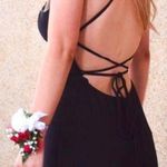 Alyce Paris Black Open Cross Back Dress Photo 0