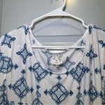 Naïf  Blue/White Print Scoop Neck 3/4 Sleeve Tunic Blouse 1X Photo 2