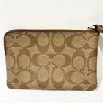 Coach Corner Zip Wristlet In Signature Canvas Gold/Khaki Saddle 2 Wallet Photo 4