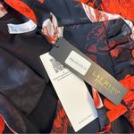 Red Black Floral Short Sleeve Tie Neck Maxi Dress size 14 NWT Photo 9