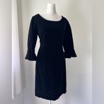 Vintage ‘90s Black Velvet 3/4 Sleeve Scoop Neck Knee Length Dress Size XS Photo 2