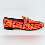 Gucci Jordaan Horsebit Logo Print Orange Fabric Flat Barbie Loafers Size EU 39.5 Photo 6
