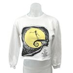 Disney Tim Burton's The Nightmare Before Christmas White Crop Sweat Shirt Top S Photo 0