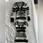 Chic Striped Top and shirt Set with Floral Accents Black Size 6 Photo 1