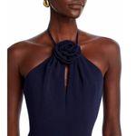 Black Halo NWOT CINQ A SEPT crepe Rose flower jennie midi dress in navy sz 10 Photo 3