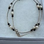 Boutique Sterling silver,cut black glass and fresh water pearl necklace. Photo 1