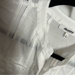 Madewell  White Lace-Inset Pintucked Henley Top Semi Sheer Short Sleeve Small Photo 3