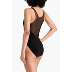 Norma Kamali Black One-Piece Swimsuit Racer Deep-V Combo Mio Sz S New Mesh Swim Photo 8