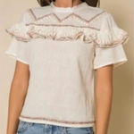 Raga Anthropologie |  embroidered tie back ruffle top Photo 0