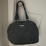 Steve Madden  Black Large Quilted Tote Weekender Shoulder Bag Canvas Handles Photo 10