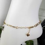 Tricolor Gold Stainless Steel Ankle Bracelet with Dolphin Charms New Photo 3