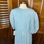 Maison Tara Chiffon Pastel Baby Blue Key Hole Puff Sleeve Midi Dress Size 16 Photo 7
