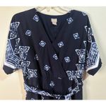 Chico's  Blue White Batik Print Maxi Dress V-Neck Kimono Sleeves Size 16 (3) Photo 2
